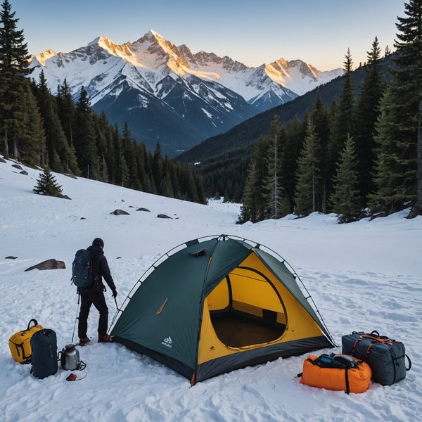 Quels sont les équipements indispensables pour un camping en région de haute montagne en hiver?