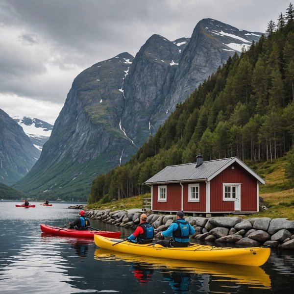 Où peut-on louer une cabane en Norvège avec des excursions en kayak et des randonnées en montagne?